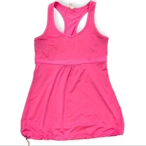 Lucy Hot pink racer back tank with drawstring hem, yoga athletic wear Small‌‌‌